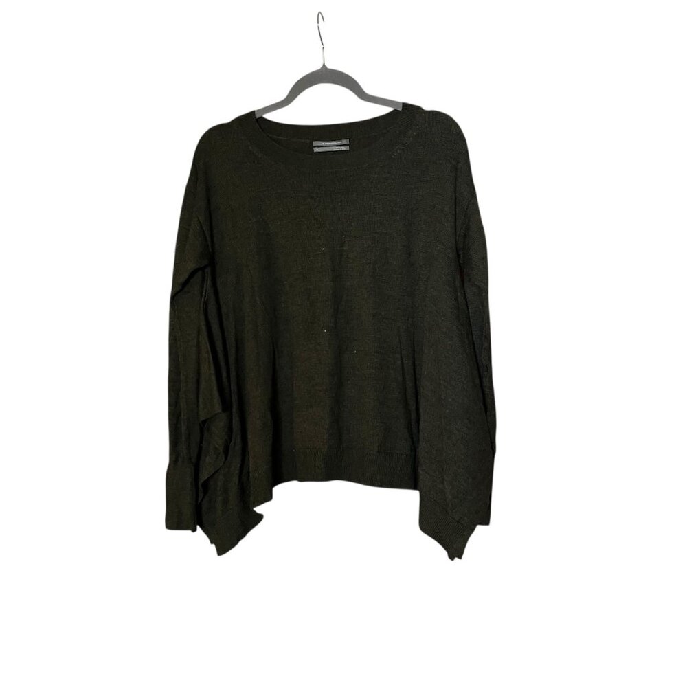 By Anthropologie Deep Green Crewneck Sweater Merino Wool Oversized Sz Small